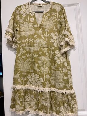 Spartina 449 Olive-Green Tropical Fringe dress